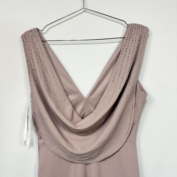 NEW Windsor Mauve Pink Long Fitted Bridesmaid/Prom Dress Beaded Cowl Back Large - Picture 3 of 6